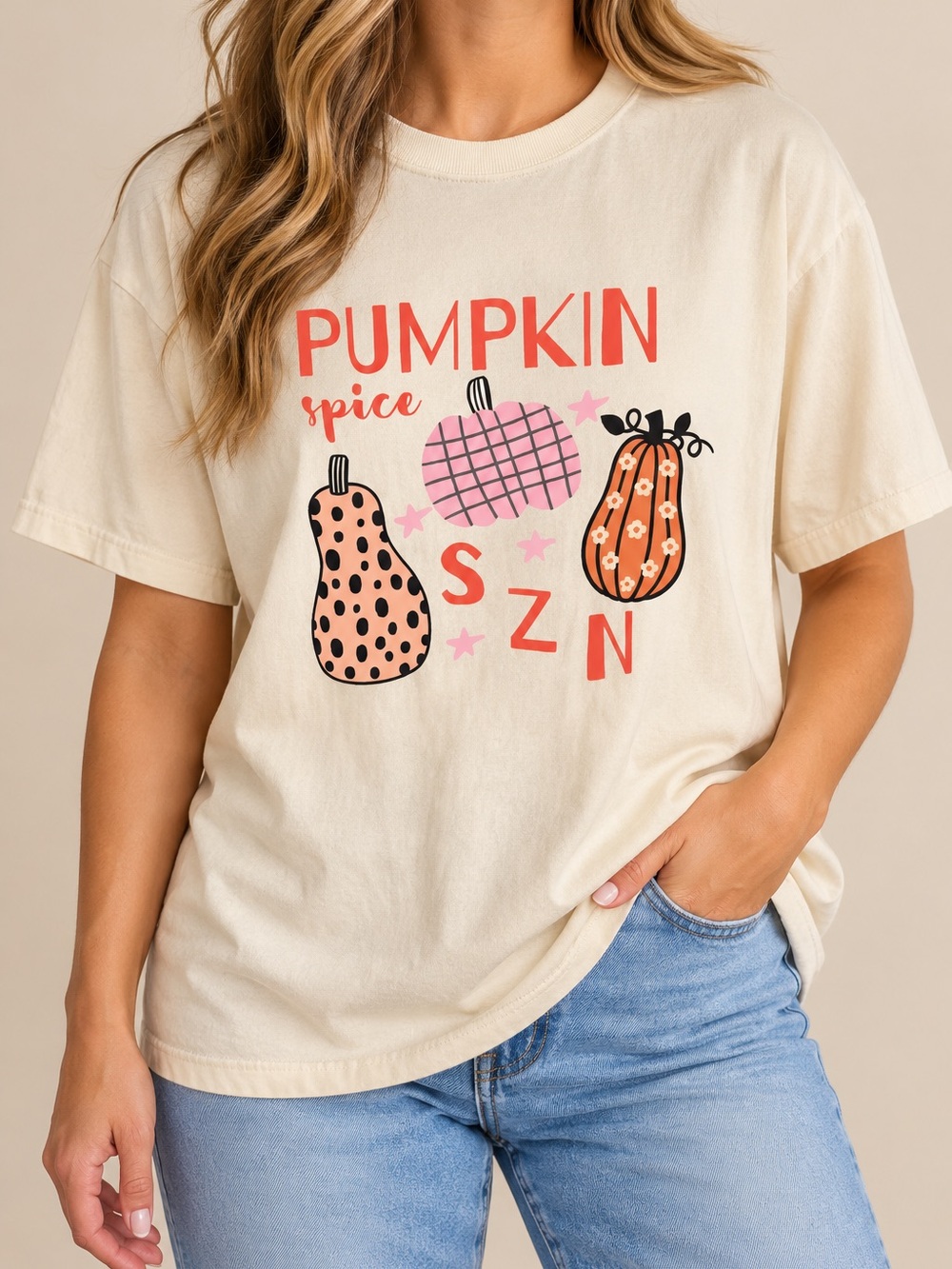 Comfort Colors Pumpkin Spice Graphic Tee - Cream/Pink/Orange